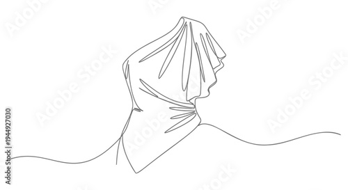 Vector line art of a woman wearing a headscarf