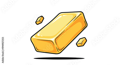 Cartoon Gold Bar Illustration Isolated on White Background