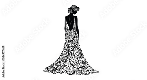 Vector illustration of a woman in a floral dress