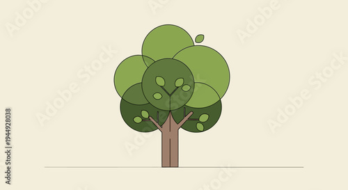 Green tree with brown trunk standing.