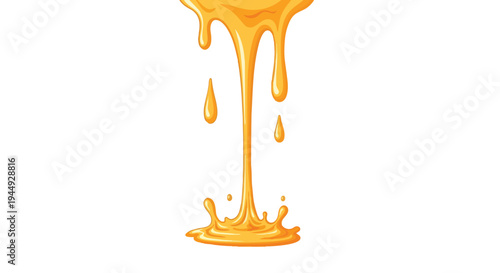 Cartoon Style Honey Drip Illustration on White Background