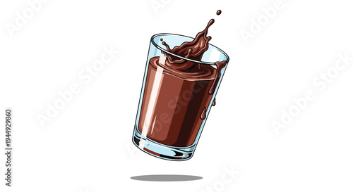 Glass of Chocolate Milk with Splash Illustration