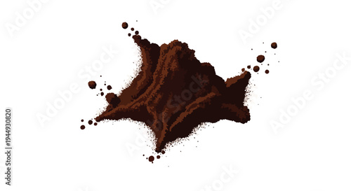 Pile of Ground Coffee Powder Isolated on White Background