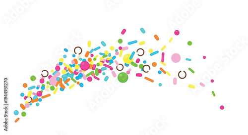 Colorful Sugar Sprinkles Explosion Isolated on White Background