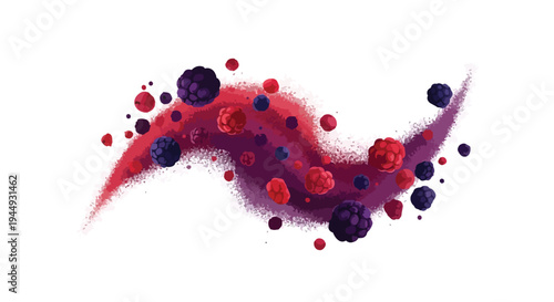 Dynamic Berry Splash with Raspberries and Blackberries on White Background