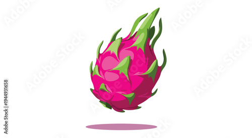 Vibrant Stylized Dragon Fruit Illustration on White Background