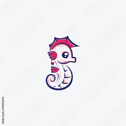 Cute seahorse design line art