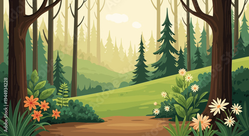 Colorful flowers on a path 1.