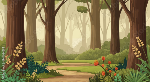 Colorful flowers on a path.