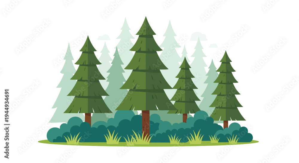 Obraz premium Group of Pine Trees on Landscape.