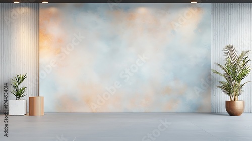 Elegant Contemporary Room with Abstract Art and Stylish Indoor Plants