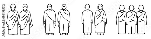 Illustrations of Individuals Depicting a Range of Religious and Spiritual Attire