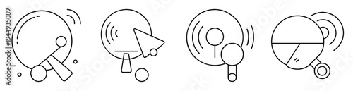 Modern Black and White Graphic Symbols with Circle and Linear Elements