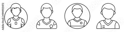 Outlined avatars of diverse soccer players each with unique jersey designs