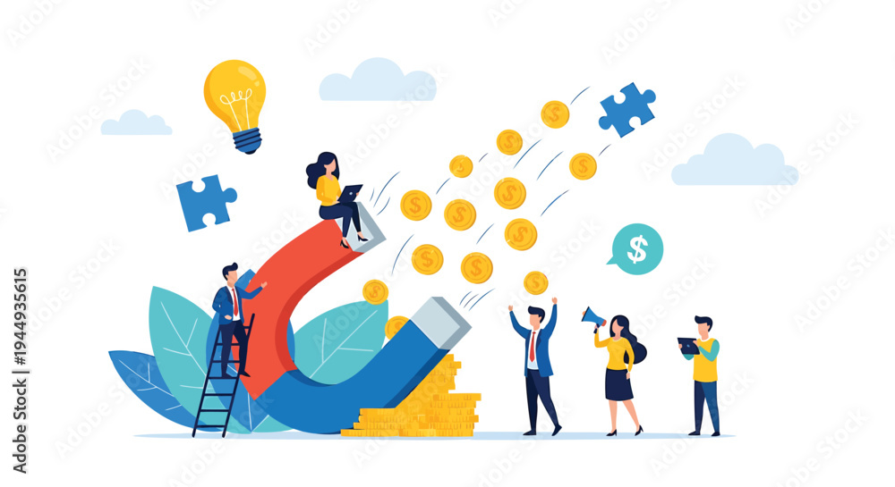 Fototapeta premium Set of business people vector illustration, teamwork, innovation, finance concept