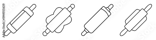 Illustration of Various Types of Rolling Pins for Baking and Cooking