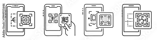 Depicts different applications for contactless payment and quick response code scanning