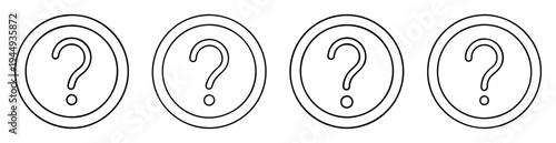 Four circles with question marks as placeholders for mysteries, queries, unknowns