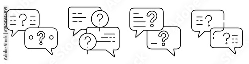 question mark symbols in thought bubbles representing asking questions frequently