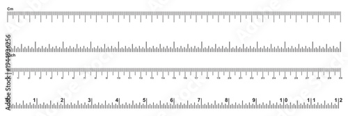 Measuring scale, marking for ruler, length measurement scale chart, thermometer scale, marks for tape measure. Vector illustration