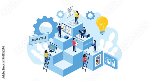 Set of business strategy and analytics vector icons