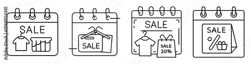 Calendar icons showcasing different kinds of sales and shopping opportunities