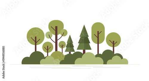 Trees and bushes in a landscape.