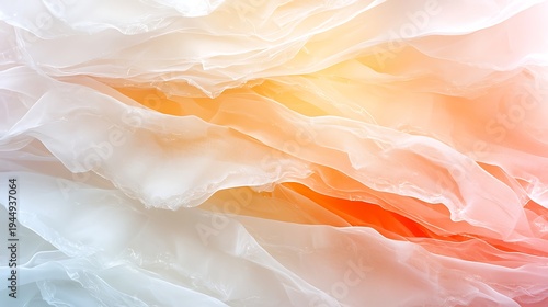 Soft Flowing Fabric Texture in Shades of White, Orange, and Peach for Background or Design