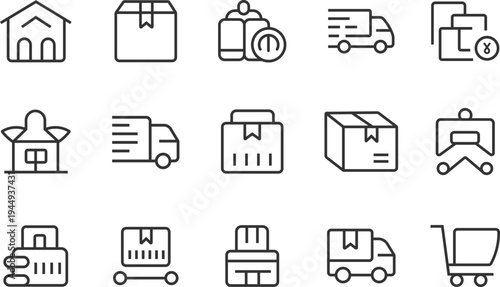 Modern and clean dropshipping and fulfillment line icon pack