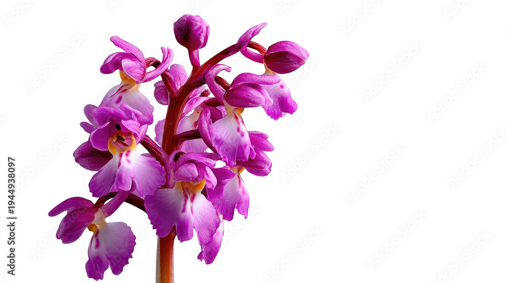 Obraz premium Orchid's Delicate Beauty: Exquisite image showcasing a cluster of vibrant orchid blooms, showcasing their intricate details, delicate petals and elegant allure. 