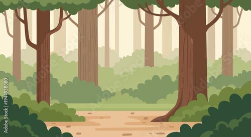 Trees Forest Path Nature Landscape Scene.