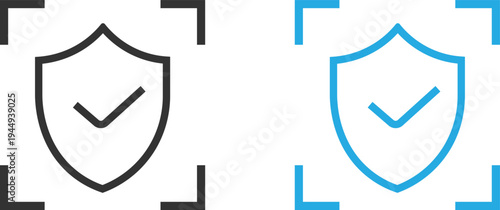 Modern and minimal Security Shield Check Icon.