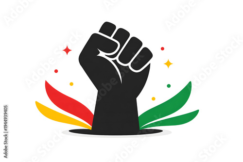 Black History Month Flat Design Fist Raised in Celebration, Vector Illustration