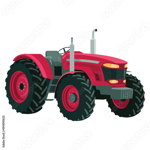 red tractor isolated on white