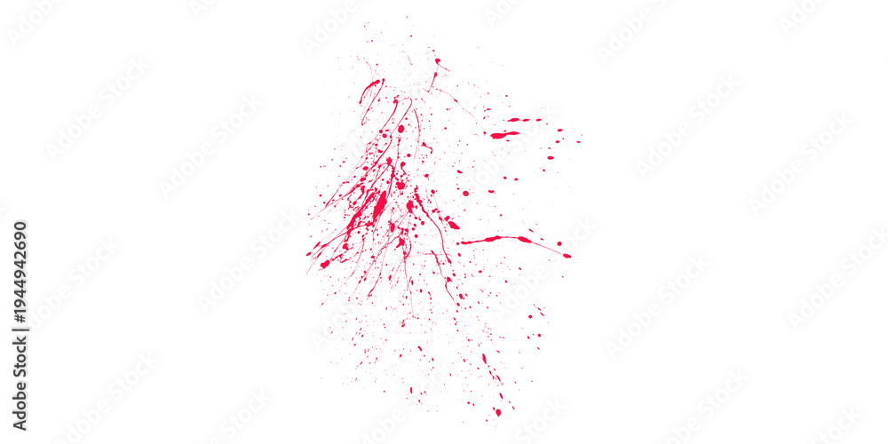 Naklejka premium Red blood splatter splash texture on black background abstract horror crime scene medical liquid spray paint graphic art