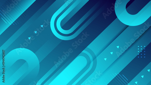 Sophisticated cyan and navy blue background featuring futuristic geometric shapes and sleek diagonal light effects