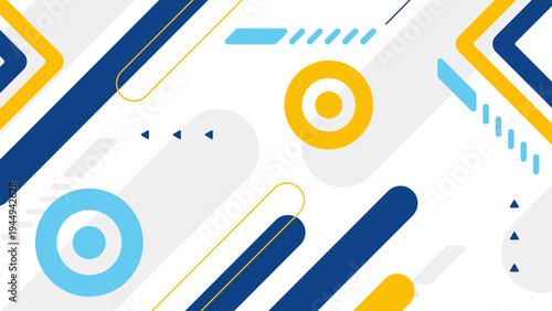 Clean professional white background featuring navy blue and yellow geometric elements for business presentations