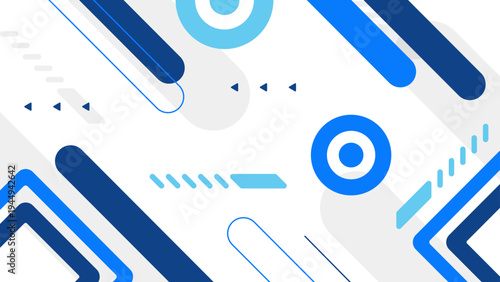 Refreshing blue and white composition with soft gradients and circular geometric patterns for a clean tech look