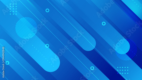 Abstract vector illustration with blue gradient shades and futuristic geometric elements for corporate presentation and web design