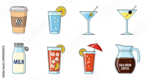 Assortment of Refreshing Drinks and Beverages