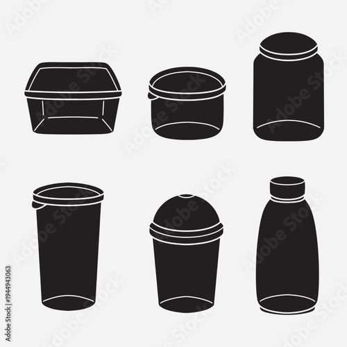 set of food container good for icon, symbol, element design, silhouette design, etc
