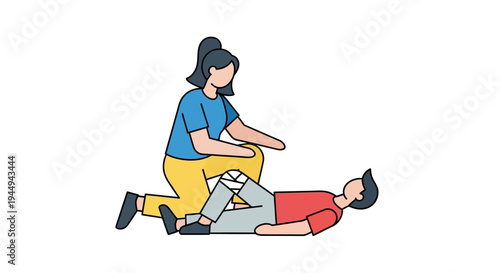 Woman providing immediate first aid assistance to a man in need, offering crucial emergency care in a critical situation