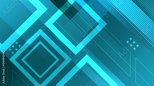 Clean turquoise and cyan geometric background with overlapping square outlines and professional tech style