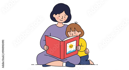 Mother reads a storybook to her child, fostering imagination and shared moments of learning and bonding