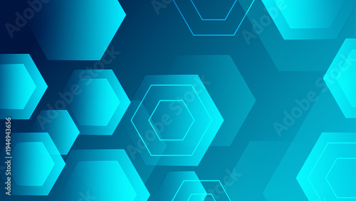 Clean cyan and teal background with hexagonal cells and light effects perfect for medical or technological presentations