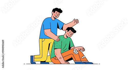 Empathetic friend comforting a distressed man, offering support and care in a moment of need. Mental health awareness and peer assistance