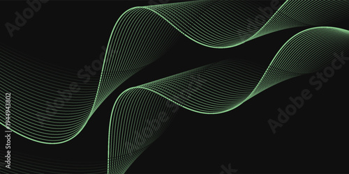 Lime Green Wavy Lines on Dark Backdrop: A Serene and Dynamic Abstract Art Piece Showcasing Flowing Energy and Geometric Precision for Design and Technology Projects