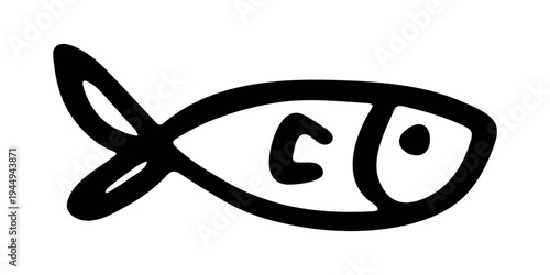 Hand drawn happy funny cute fish Adorable friendly kawaii tropical fish Underwater world sea life ocean Fishing seafood For design, kids print, kids books, nursery decor, coloring pages, logo