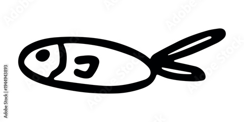 Hand drawn happy funny cute fish Adorable friendly kawaii tropical fish Underwater world sea life ocean Fishing seafood For design, kids print, kids books, nursery decor, coloring pages, logo