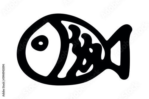 Hand drawn happy funny cute fish Adorable friendly kawaii tropical fish Underwater world sea life ocean Fishing seafood For design, kids print, kids books, nursery decor, coloring pages, logo